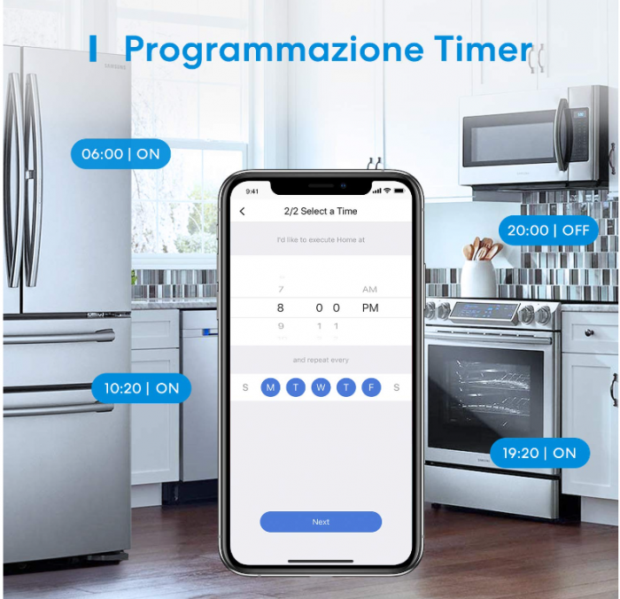 Priză inteligentă WiFi Meross 16A Monitorizare inteligentă a energiei, 240V, 3840W, pachet de 2 [5]