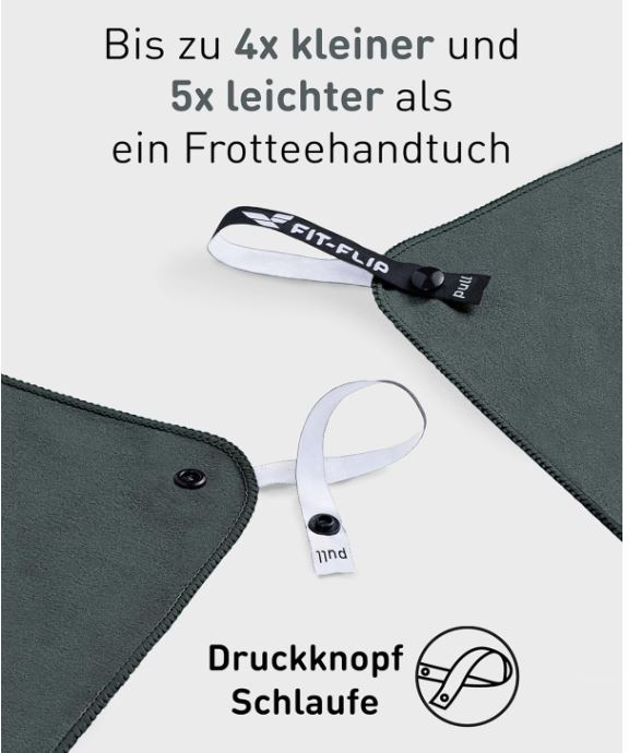 Prosop din microfibră Fit-Flip, uscare rapidă, 180 x 90 cm, gri inchis [4]