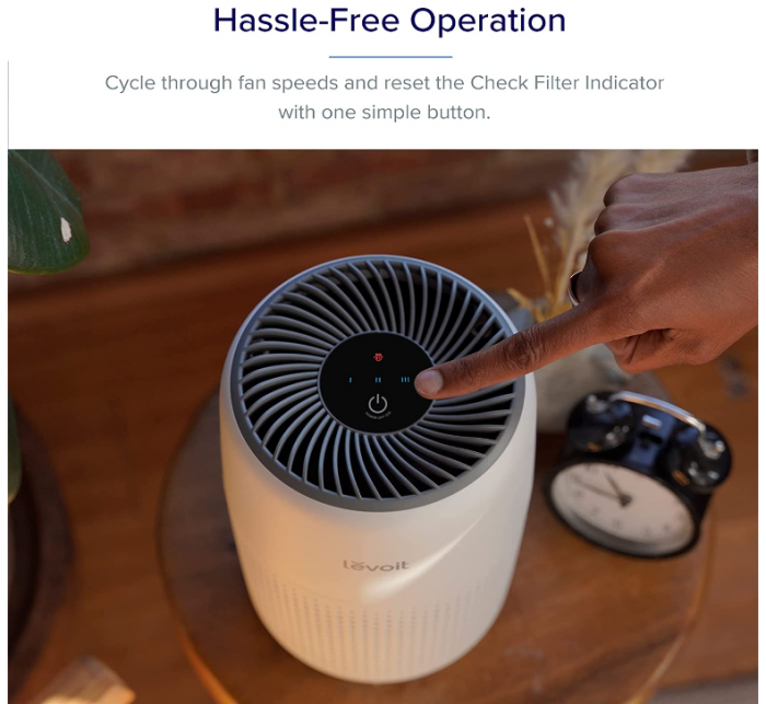 Purificator de aer LEVOIT, Filtru HEPA, cu aromoterapie, 3 viteze, 25 dB, alb [8]