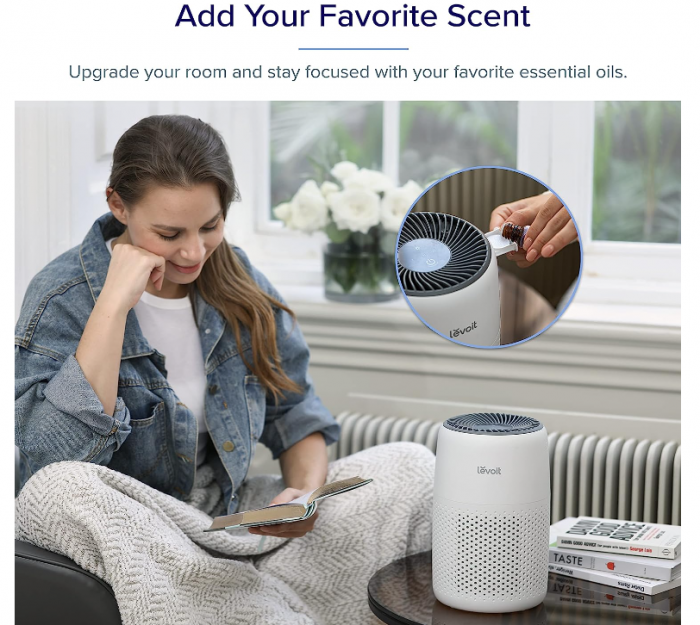 Purificator de aer LEVOIT, Filtru HEPA, cu aromoterapie, 3 viteze, 25 dB, alb [7]