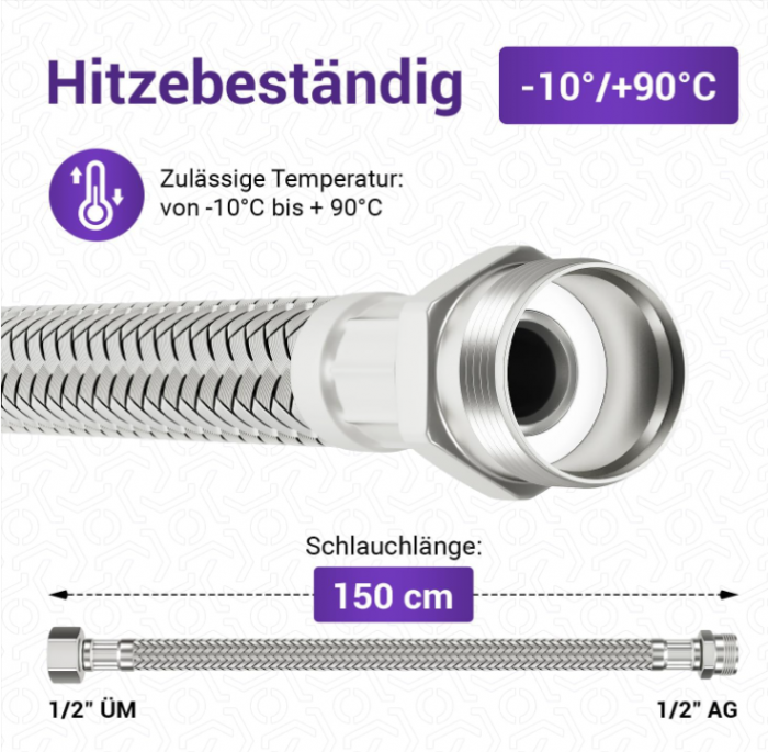 Racord flexibil apa 1/2 inch (19,3 mm), 150 cm [4]