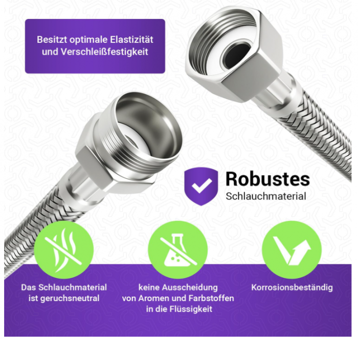 Racord flexibil apa 1/2 inch (19,3 mm), 150 cm [6]