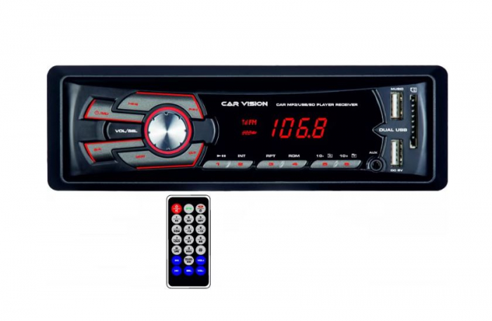 Radio MP3 Player auto Car Vision RU-002BT, Bluetooth, USB, SD, Aux, 4x45W, iluminare rosu [5]