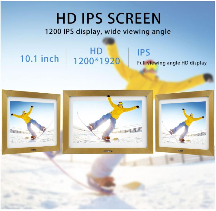Ramă foto digitală Wi-Fi, 10 inch, ecran tactil, memorie de 16 GB, auriu [7]