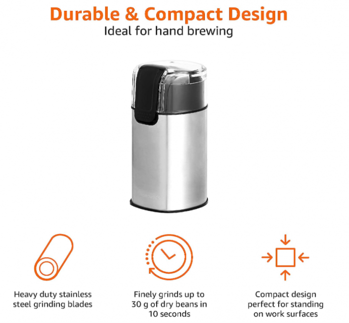 Rasnita electrica de cafea Amazon Basics, otel inoxidabil [2]