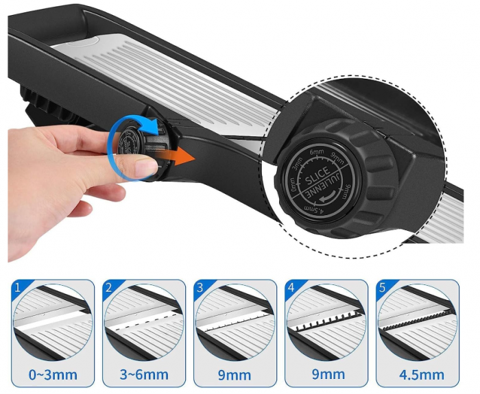 Razatoare, Mandolina de feliat multifunctional MILcea, din Otel inoxidabil, grosime 1 - 9 mm [5]