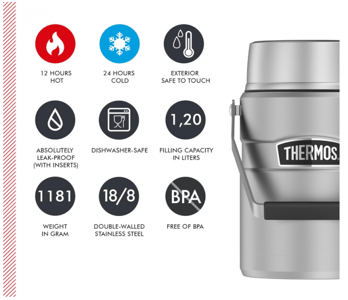 Recipient izolat termic pentru alimente Thermos King JAR 1,20 L, oțel inoxidabil [6]