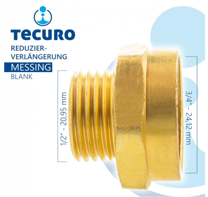 Reductie alama TECURO 1/2" filet exterior, 3/4" filet intern [4]