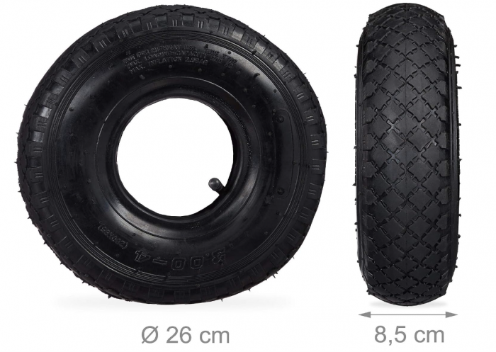 Relaxdays 2x anvelope cu camera pentru carucior transport marfa, roaba 3.00-4" , 125 kg, 260x85mm [4]
