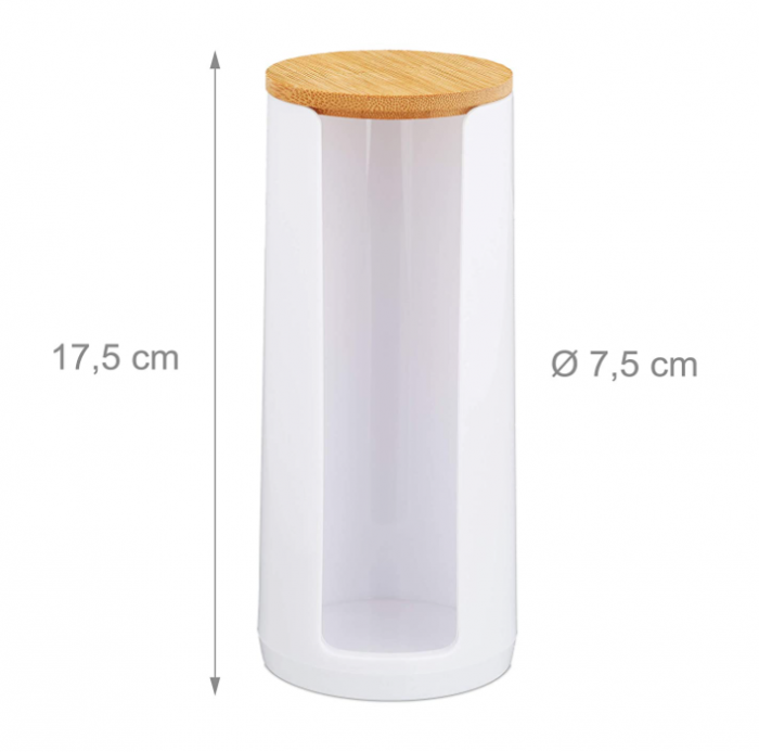 Relaxdays Set de 2 Dozatoare de tampoane de bumbac 17.5 x 7.5 cm, Alb [4]