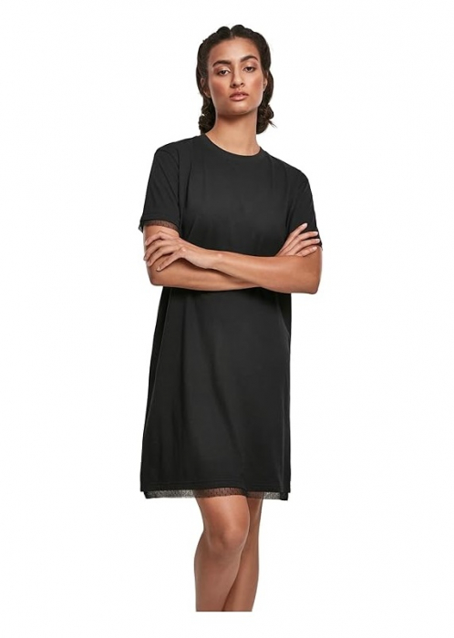 Rochie casual pentru femei Urban Classics Boxy Lace Hem Tee, negru, S [1]