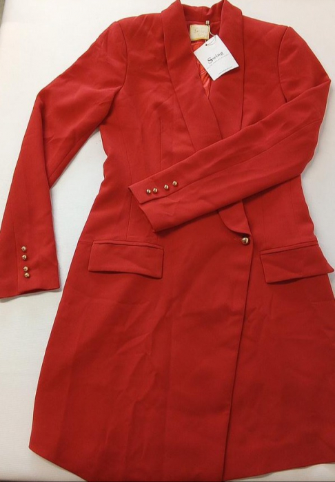 Rochie dama Swing Fashion, maneca lunga, decolteu în V, roșu, Marimea 34 [2]
