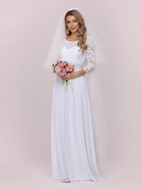 Rochie de mireasa pentru femei Ever-Pretty alba, Marimea 38 [8]