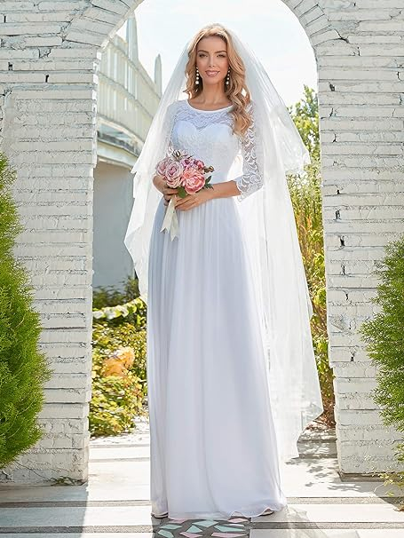 Rochie de mireasa pentru femei Ever-Pretty alba, Marimea 38 [9]