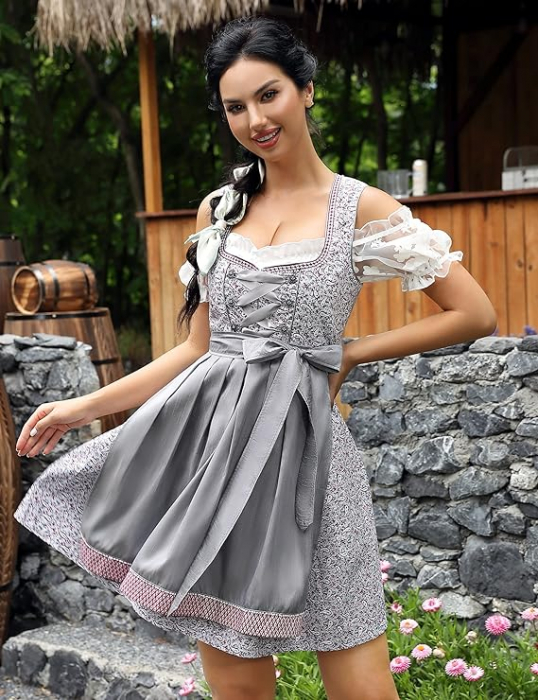 Rochie Dirndl Oktoberfest pentru femei, KOJOOIN, 3 piese, marime 36 [3]