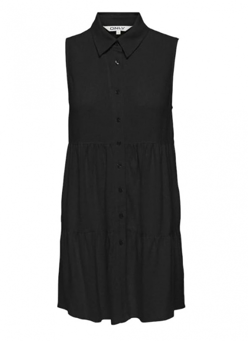 Rochie fara maneci ONLY Onlsiesta S/L Linen Bl Shirt Dress Pnt, negru, S [1]