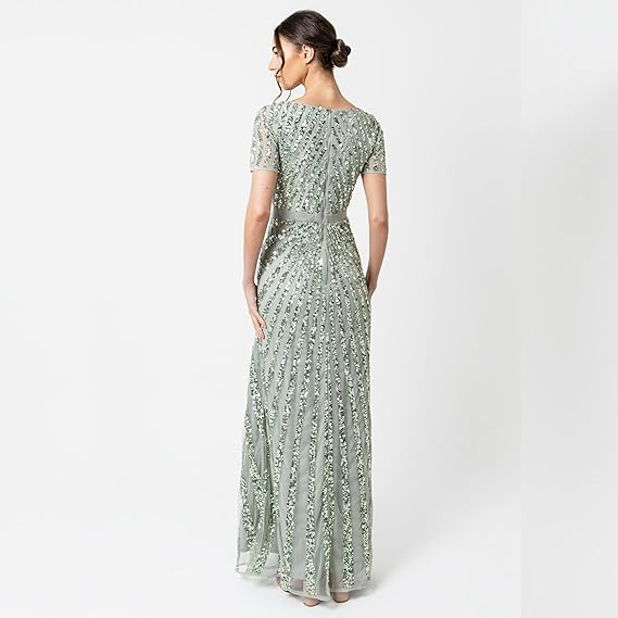 Rochie lungă cu paiete pentru femei Maya Deluxe, cu decolteu în V [6]