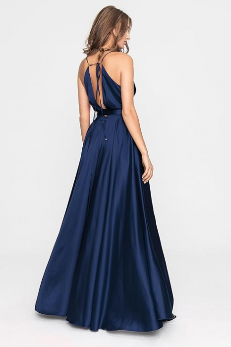 Rochie lunga dama, Angelika Józefczyk, Satin, Bleumarin, 38 [2]