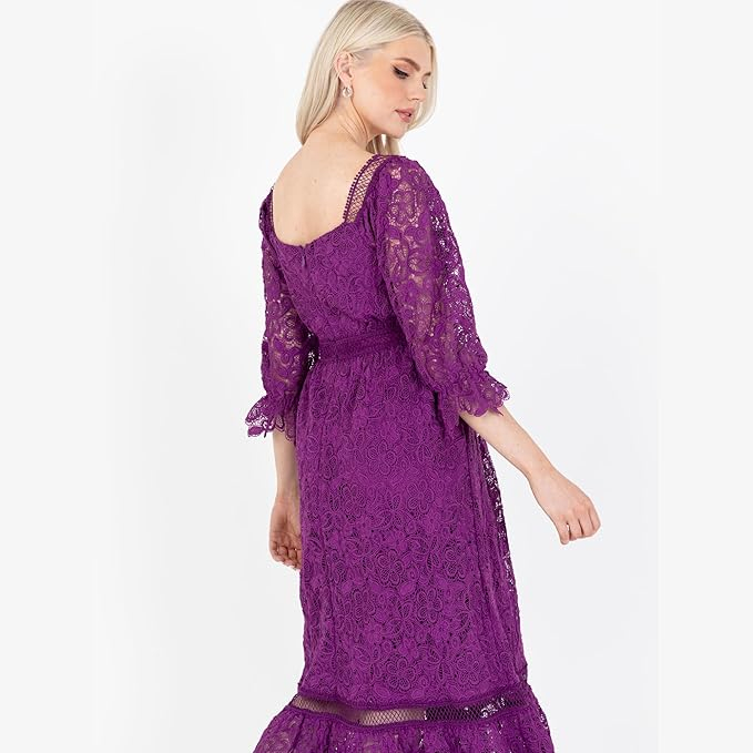 Rochie lunga de dama Lovedrobe PL9-0039, decolteu patrat, mov, marime 50 [6]