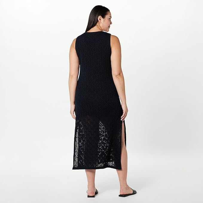 Rochie maxi The Drop Ritu Crochet, negru, XS [7]