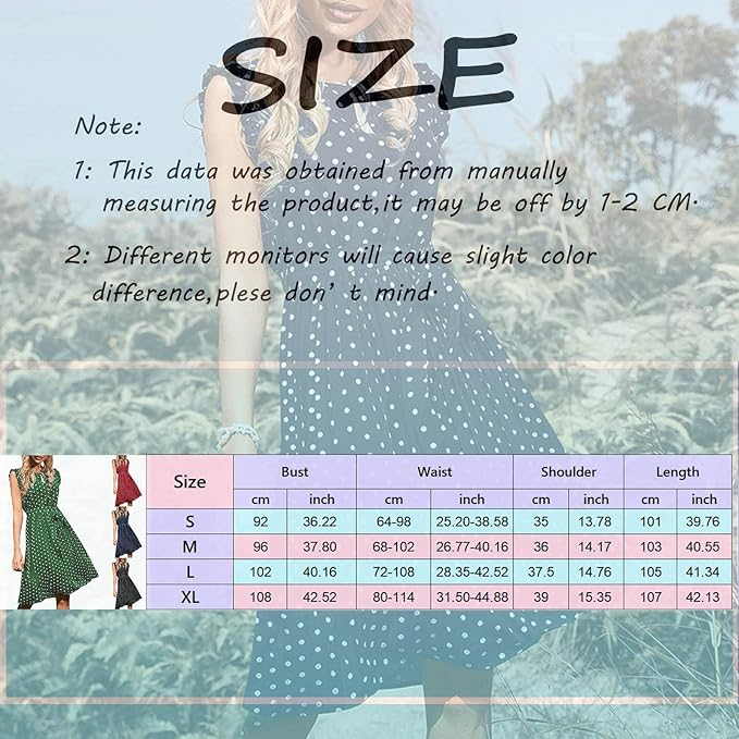 Rochie midi de vara pentru femei IQYU, fara maneci, stil boho, cu buline, bleumarin, L [3]