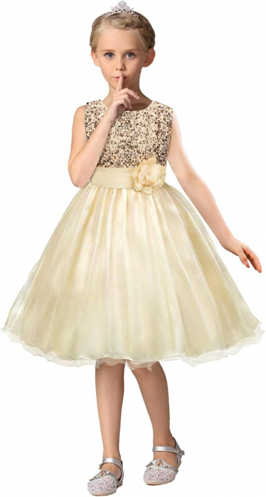 Rochie pentru fetite Discoball, galben/auriu, marime 100, 3-4 ani [5]
