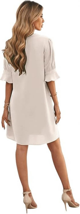 Rochie scurtă pentru femei Famulily, decolteu în V, eleganta, bej, XL [5]