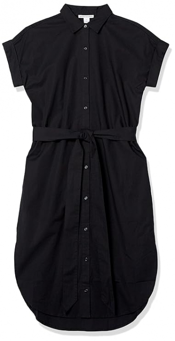 Rochie tip cămașă Amazon Essentials pentru femei, cu mâneci scurte, neagră, Marimea M [7]