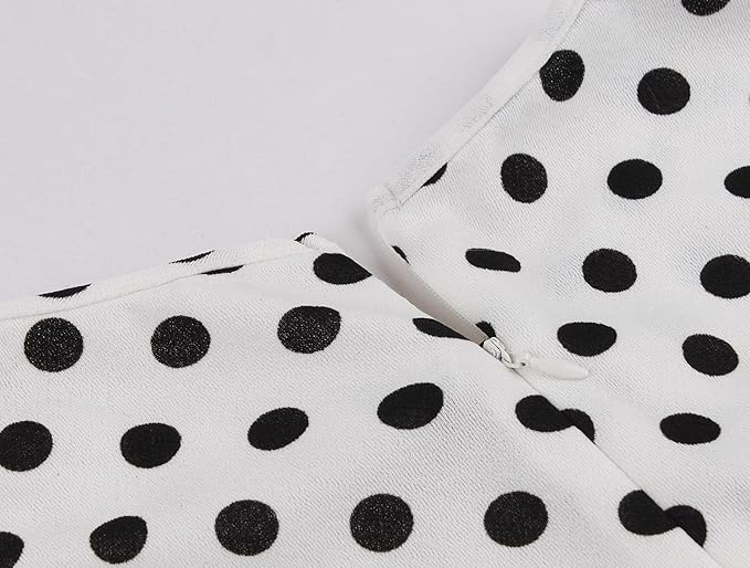 Rochie vintage pentru femei Wellwits, anii 1940, cu buline, negru/alb, 4XL [6]