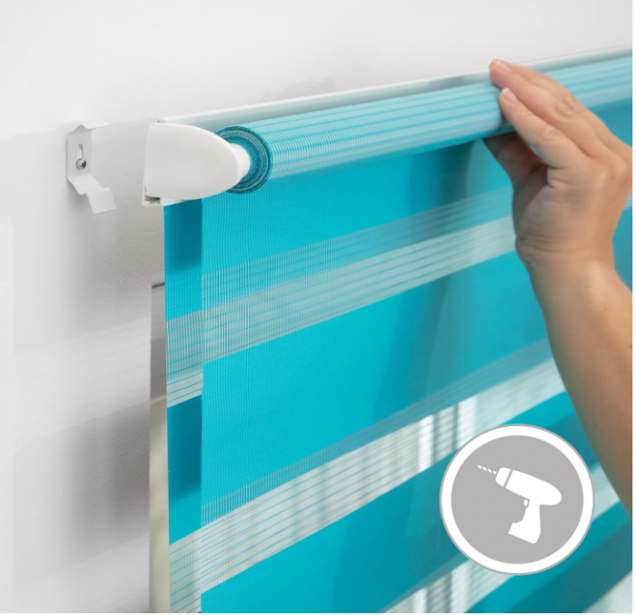 Roleta textila Lichtblick, montare fără găurire, 150l x 80L centimetri, Albastru [7]