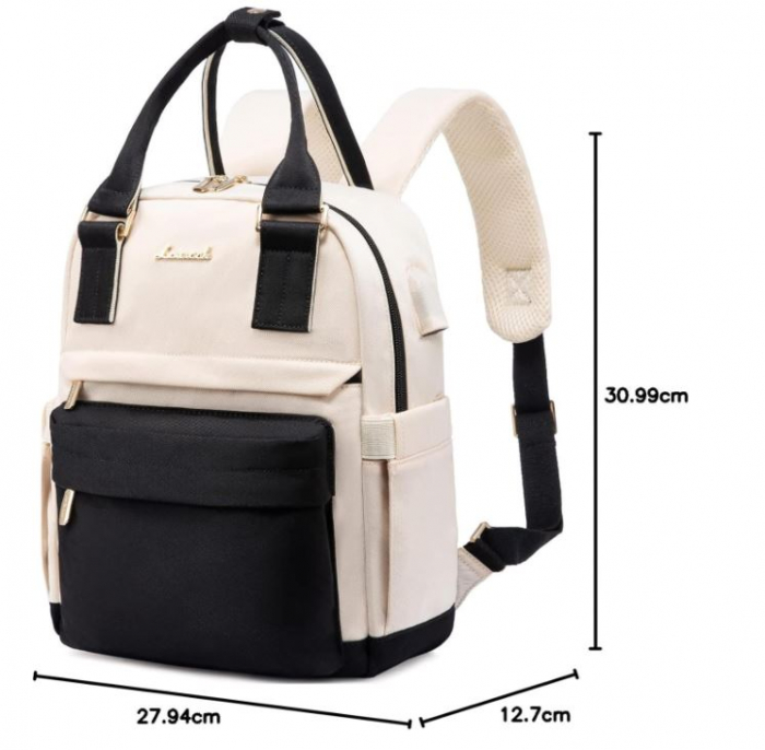 Rucasc mic pentru femei Lovevook, impermeabil, negru/bej [7]