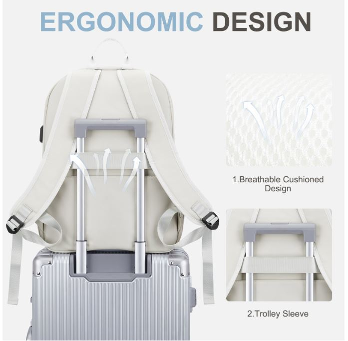 Rucsac dama, Textil, Rezistent la apa, 44x32x14cm, Alb [6]