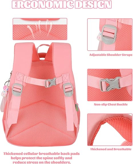 Rucsac de gradinita pentru copii Amythe, 3-7 ani, model cu unicorn, roz [6]