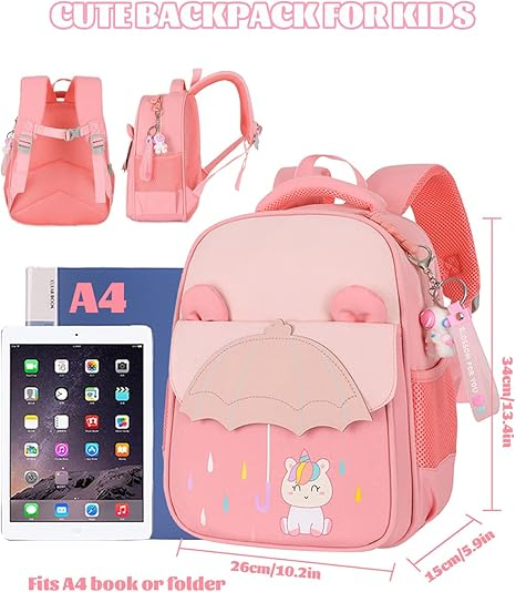 Rucsac de gradinita pentru copii Amythe, 3-7 ani, model cu unicorn, roz [5]