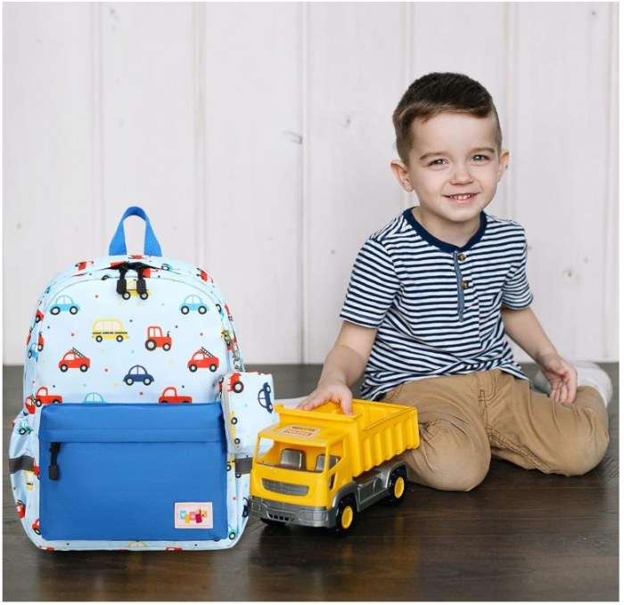 Rucsac de gradinita pentru copii Mygreen, albastru, model cu masini [3]