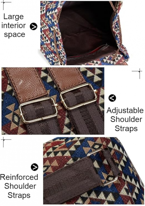 Rucsac de pânză pentru femei Zeollashop, stil hippie, vintage [8]