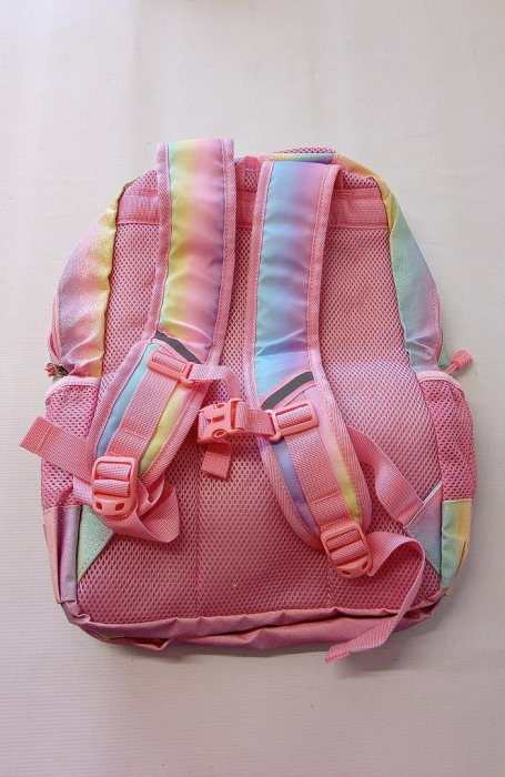 Rucsac de scoala pentru fete Meisohua, cu penar, imprimeu curcubeu cu sclipici [4]