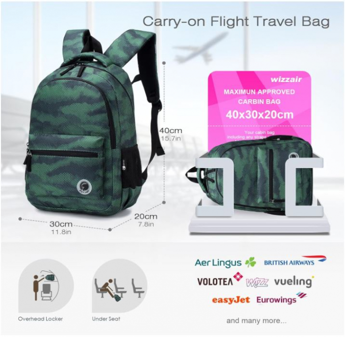 Rucsac de voiaj Est.1987, 40 x 30 x 15 cm, negru [4]