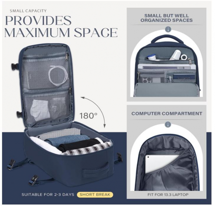 Rucsac de voiaj Hayayu pentru Ryanair, 40 x 20 x 25 cm [9]