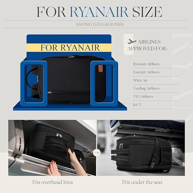 Rucsac de voiaj Lossga pentru Ryanair, 40 x 20 x 25 cm, negru [2]