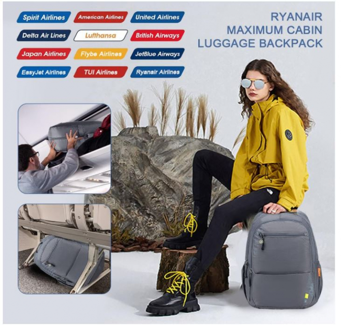 Rucsac de voiaj SPAHER pentru Ryanair, 40 x 20 x 25 cm, violet [5]