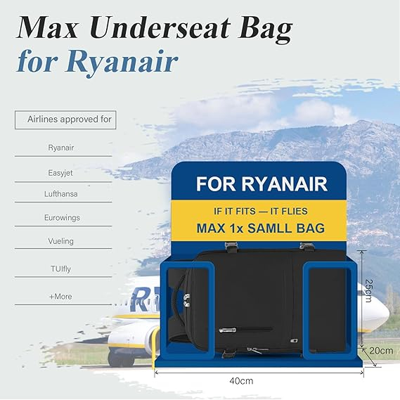 Rucsac de voiaj VMIKIV pentru Ryanair, 40 x 20 x 25 cm, negru [2]