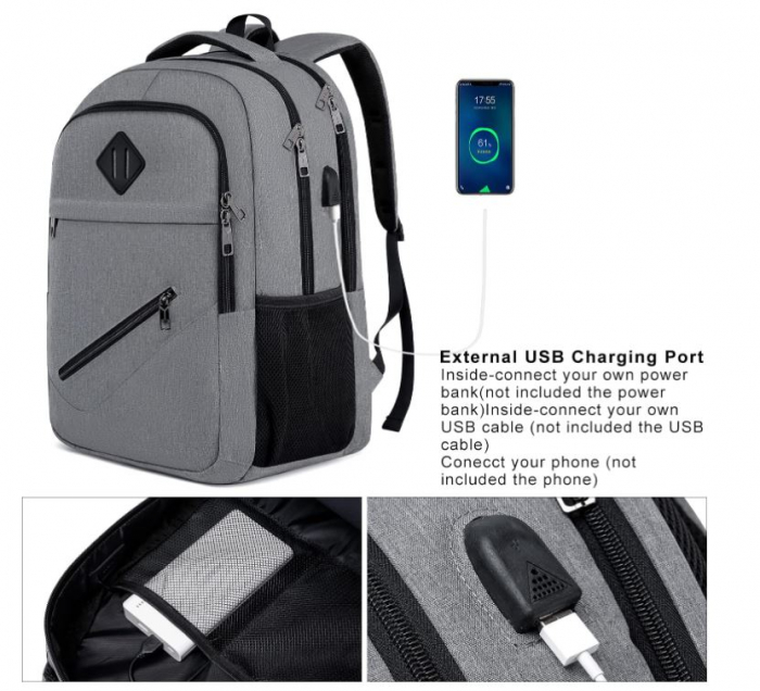 Rucsac impermeabil BIKROD, pentru laptop de 15.6 inchi, gri [4]