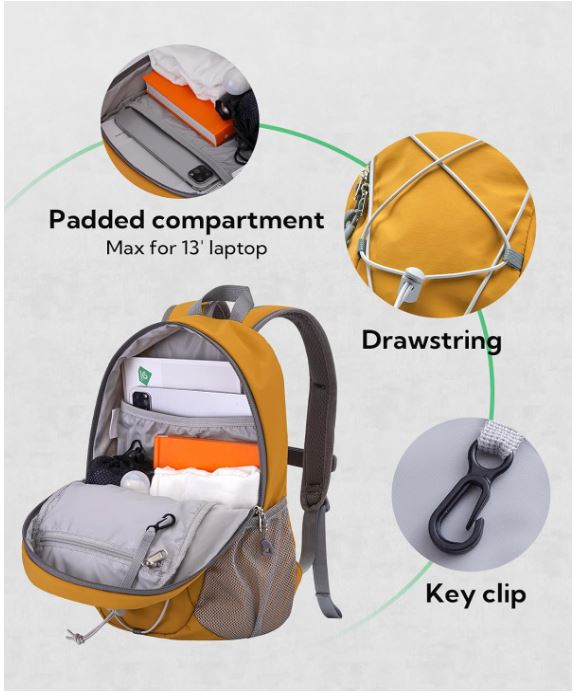 Rucsac mic de drumeție si trekking WATERFLY 12L, galben [7]