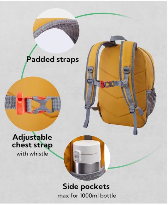 Rucsac mic de drumeție si trekking WATERFLY 12L, galben [8]