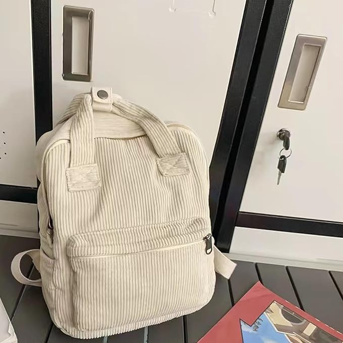 Rucsac mic pentru școală Jiliyote din velur, unisex, alb [6]