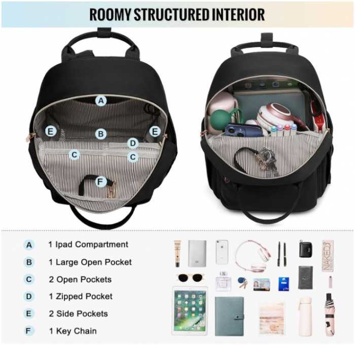 Rucsac pentru femei LOVEVOOK, ghiozdan negru [3]