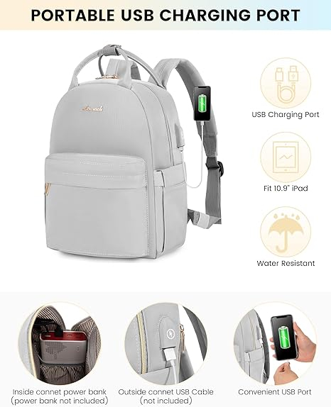 Rucsac pentru femei LOVEVOOK, impermeabil, port USB [6]