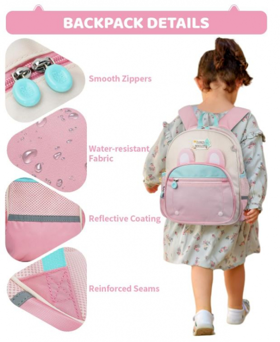 Rucsac pentru grădiniță Amythe, pentru fete 2-6 ani, roz [5]