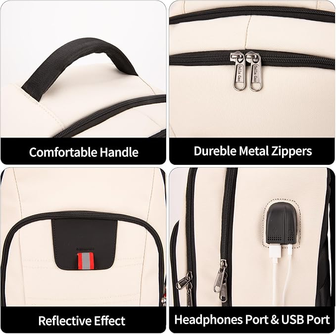 Rucsac pentru laptop Della Gao, port de încărcare USB, 50 x 32 x 20 cm, bej [3]